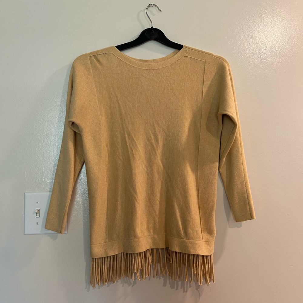 Lilly Pulitzer Camel Fringe-Trim Sweater